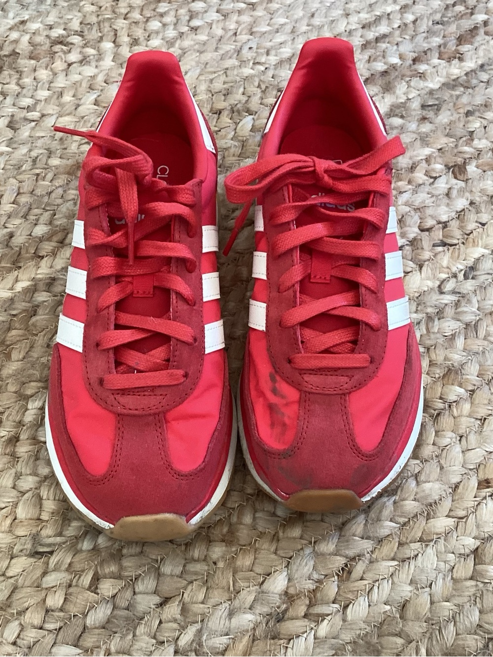 adidas Red Women's Sneakers with White Stripes